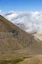 Himalayan landscape in Himalayas mountain along Manali - Leh highway. Himachal Pradesh, Ladakh, India . Big mountains, dirt road, Royalty Free Stock Photo