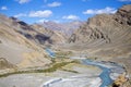 Himalayan landscape in Himalayas mountains along Manali - Leh highway. Himachal Pradesh, India Royalty Free Stock Photo