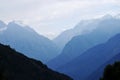 himalayan mountain range with foggy valley Royalty Free Stock Photo
