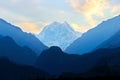 Himalayan mountains near the village of Tatopani in Nepal. Annapurna Circuit Trek Royalty Free Stock Photo