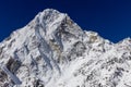 Himalayan mountains in Nepal. Snow summit himalaya peaks in Solo Khumbu region, Everest Base Camp Trek Royalty Free Stock Photo