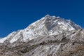 Himalayan mountains in Nepal. Snow summit himalaya peaks in Solo Khumbu region, Everest Base Camp Trek Royalty Free Stock Photo