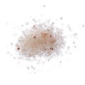 Himalayan pink salt pile isolated on white