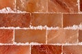 Himalayan pink salt wall in spa or sauna room Royalty Free Stock Photo