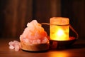 Himalayan salt lamp for relaxation self care background