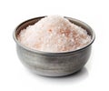 Himalayan salt in meatalic bowl Royalty Free Stock Photo