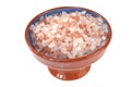 Himalayan salt in porcelain dish Royalty Free Stock Photo