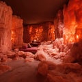 Himalayan Salt Room, Pink Salt Crystal Cave, Healthy Salt Relaxation with Healing Effect, Alternative Medicine Royalty Free Stock Photo