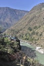 Himalayan village situated on the bank of River Sutlaj