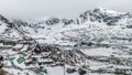 Himalayan villages and houses covered with snow after a heavy snow storm, India Royalty Free Stock Photo