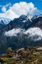 Himalayas in autumn: peaks and clouds