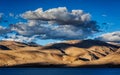 Himalayas and Lake Tso Moriri on sunset, Ladakh Royalty Free Stock Photo