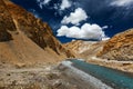 Himalayas landscape with motorbike Royalty Free Stock Photo