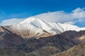 Himalayas mountain covered by white snow, against blue sky, from the view of Shanti Stupa, Leh city, Ladakh of  Jammu and Kashmir Royalty Free Stock Photo