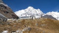 Himalayas mountain landscape in the Annapurna region. Annapurna peak in the Himalaya range, Nepal. Annapurna base camp trek. Snowy