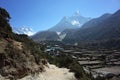 Himalayas mountain landscape. Trail to Everest base camp near Pangboche village, Nepal Royalty Free Stock Photo