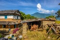 Himalayas mountains, a farmhouse and a stall near Pokhara in Nepal