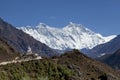 Himalayas, Nepal. beautiful sunny weather and spectacular views on Mount Everest, the highest mountain in the world. Royalty Free Stock Photo