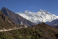 Himalayas, Nepal. beautiful sunny weather and spectacular views on Mount Everest, the highest mountain in the world. Royalty Free Stock Photo