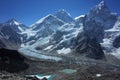 Himalayas, Nepal, Mountain Everest, Nuptse and Khumbu Glacier seen from Kala Patthar. Royalty Free Stock Photo