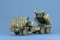 Himars High Mobility Artillery Rocket System land leases for ukraine 3d render on blue