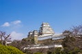 Himeji castle during cherry blossom time Royalty Free Stock Photo