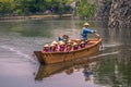 Himeji - June 02, 2019: Boat tour near the iconic Himeji Castle in the region of Kansai, Japan Royalty Free Stock Photo