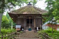 Himemachi-Fudo Hall at Takkoku-no-Iwaya Bisyamondo Hall in Hiraizumi, Iwate, Japan.