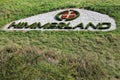 Himmerland logo in the grass during Made in Denmark golf tournament