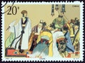 HINA - CIRCA 1992: A stamp printed in China shows Zhuge Liang urging Zhang Zhao to join fight against Cao Cao, circa 1992.