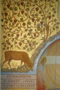 The hind drinks at the source of life, fresco in the church of Corpus Domini in Zagreb