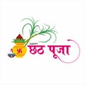 Hindi Typography - Happy Chhath Puja - Means Happy Chhath Prayer - An Indian Festival Royalty Free Stock Photo