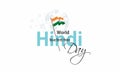 Hindi Typography - Vishv Hindi Divas means World Hindi Day. Illustration, Indian Flag