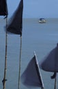 Hindu boat and flags, Trinidad.