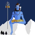 Hindu deity lord Shiva on a flat background, shiv jayanti