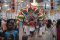 Hindu devotee with huge kavadi for dancing in Waterfall Hill Temple at Thaipusam in Penang, Malaysia