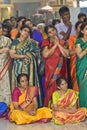 Hindu devotees gather and pray Royalty Free Stock Photo