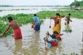 Shiva devotee bathing during holy festival of shravan month