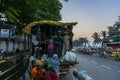 Hindu devotees getting up to a truck to reach Gangasagar, shot at Babughat,