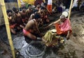 The Hindu devotees performed a ritual in the eve of Gajan festival in Kolkata.