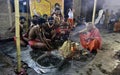 A Hindu devotees performed a ritual in the eve of Gajan festival in Kolkata.