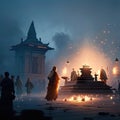 Hindu devotees pray at Kolkata, West Bengal, India. Kolkata is the capital and largest city of the Indian . AI generated