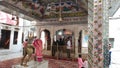 Hindu devotees praying in a temple