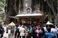 Hindu devotees at upper temple inside the Batu Caves at Thaipusam Festival Royalty Free Stock Photo