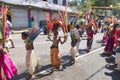 Pussellawa, Sri Lanka,  03/20/2019: Hindu festival of Thaipusam - body piercing rituals under the blood moon. Devotees parading Royalty Free Stock Photo