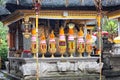 Hindu food offering in a Tampak Siring temple, Bali Royalty Free Stock Photo