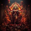 Hindu god Durga devi illustration religious art