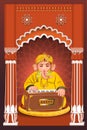 Hindu God Ganesh playing music instrument harmonium