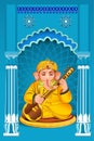 Hindu God Ganesh playing music instrument Sitar