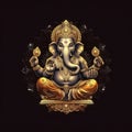 Ganesha shining realistic spiritual black background